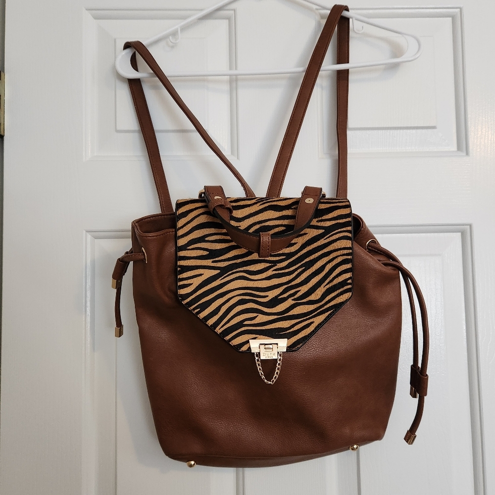 Dune London Calf Hair/Leather Bucket Bag/Backpack - Picture 3 of 6